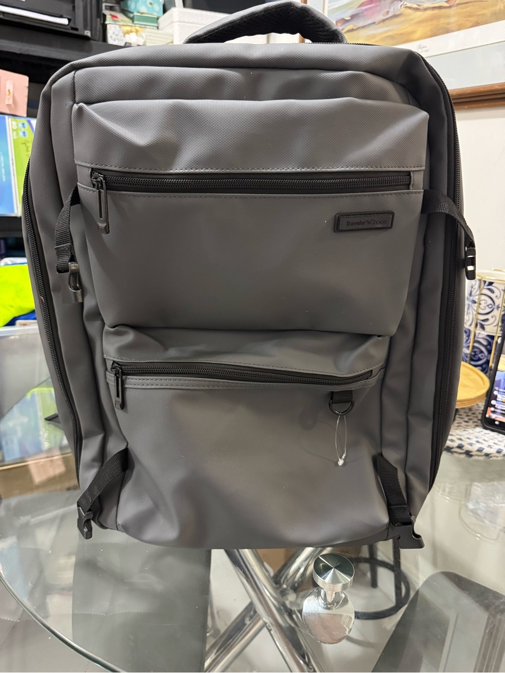Gray Everyday Travel Backpack with Front Pockets